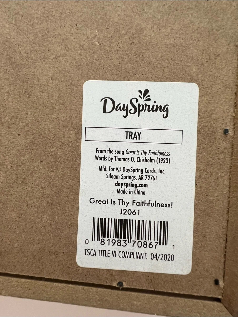 DaySpring Wooden Faithfulness Serving Tray - White Insert, Natural Wood New